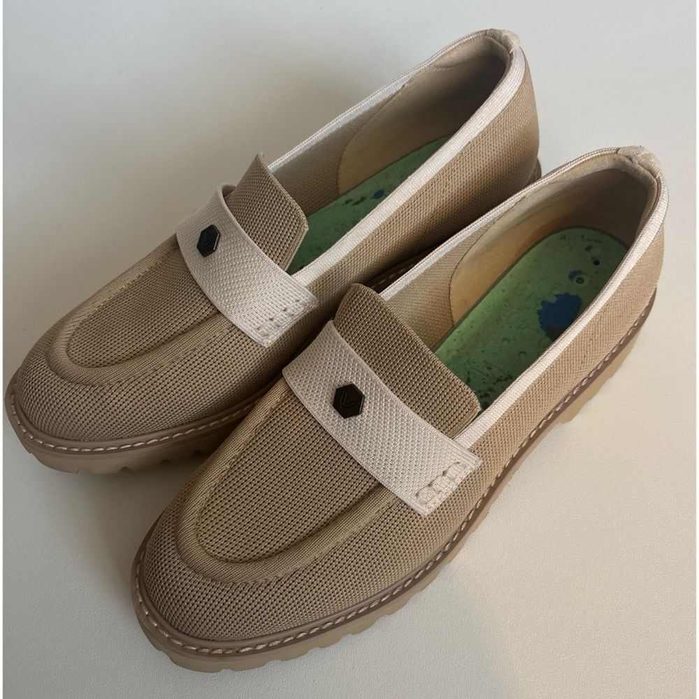 Vivaia Round-Toe Platform Chunky Heel Loafers (Francesca) Nude Peach Ivory 10.5 - Picture 5 of 8